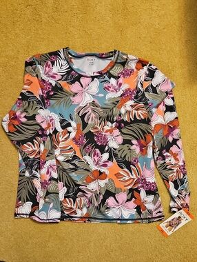 Roxy Women's Tropical Floral Long-Sleeve Rashguard / Swim Shirt